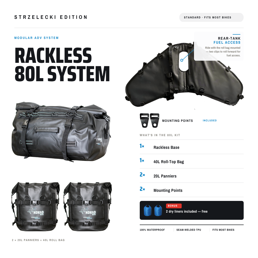 Rackless Adventure Combo 40L Waterproof Storage (Adventure-Ready)
