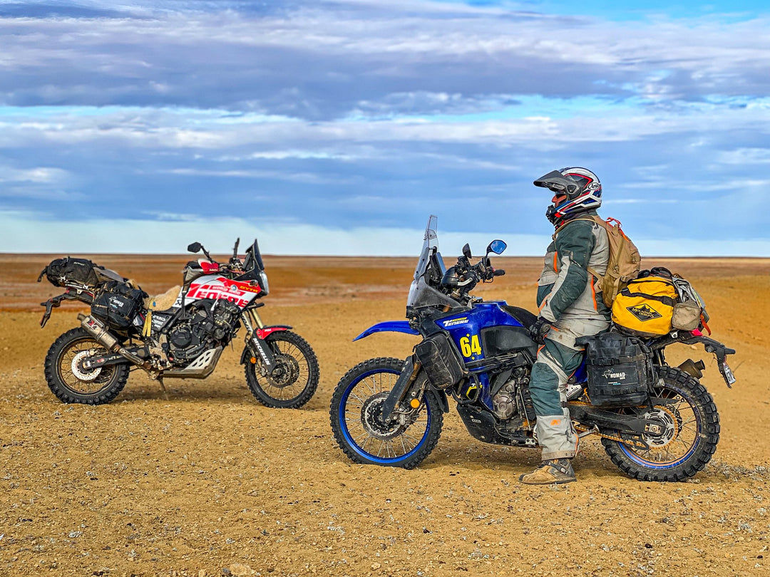 Adventure bikes equipped with NOMAD MOTO bags