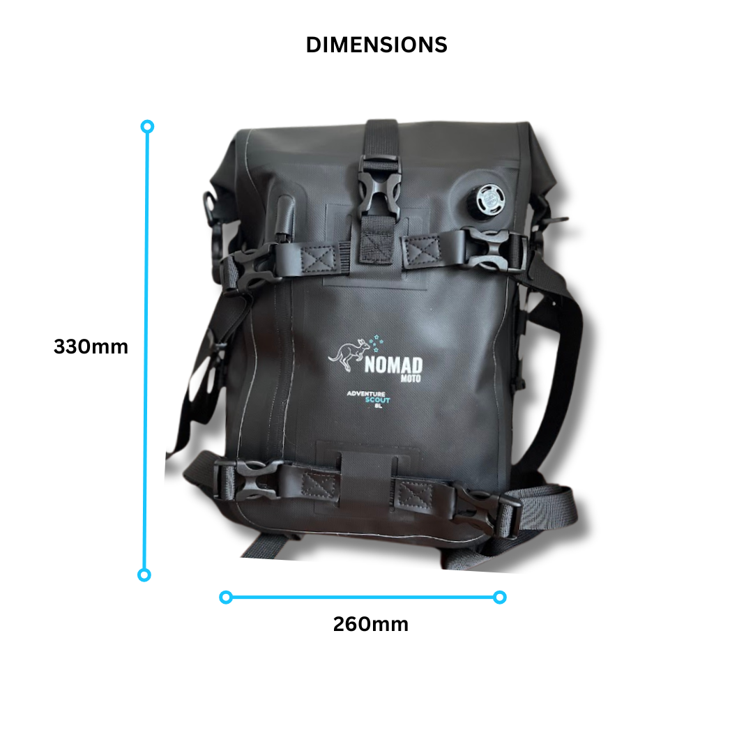 Nomad Moto 8L Waterproof Tail Bag – Secure Storage for Riders
