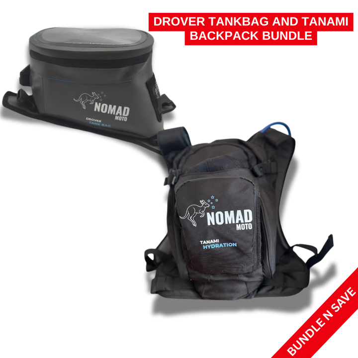 NOMAD MOTO DROVER TANK BAG and TANAMI BACKPACK COMBO