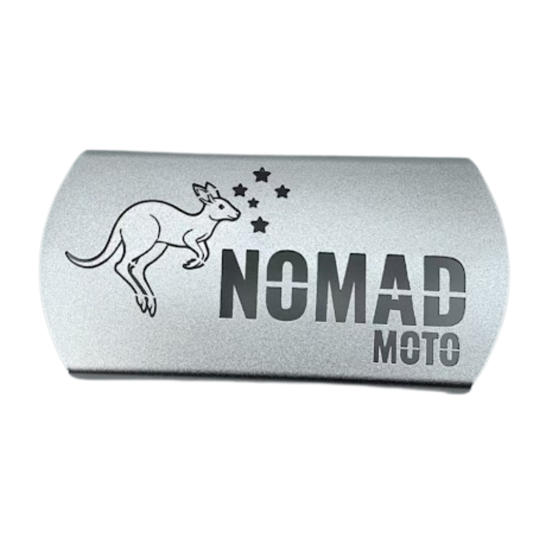 NOMAD MOTO exhaust heat shield with kangaroo logo