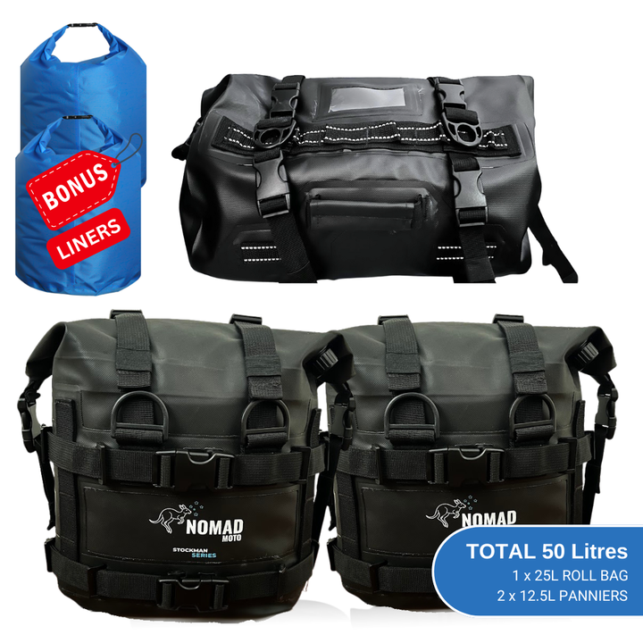 NOMAD MOTO Soft Panniers Waterproof 50L System - NOMAD MOTO