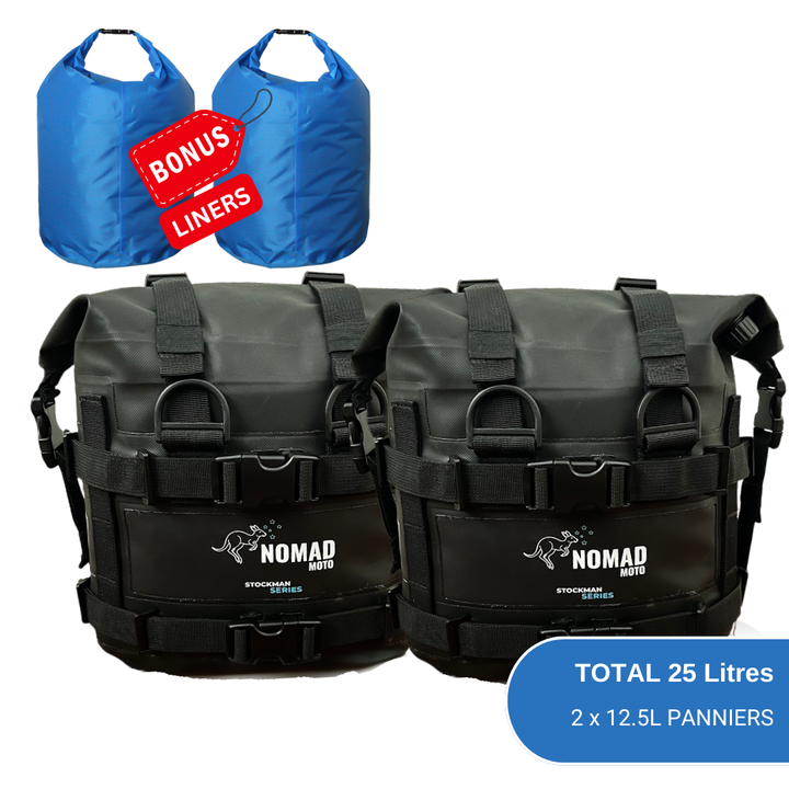 NOMAD MOTO 2 x 12.5L Soft Panniers Waterproof