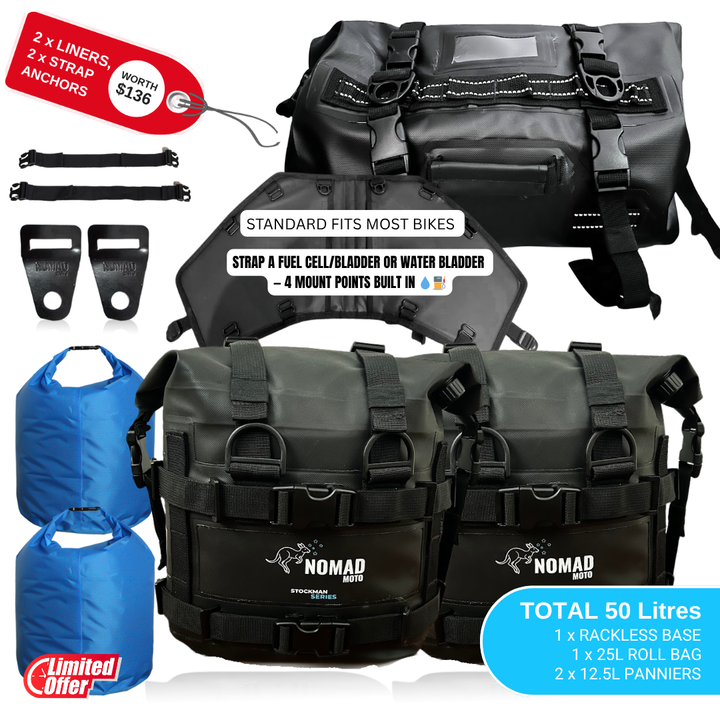 NOMAD MOTO Rackless 50L – Waterproof Soft Luggage