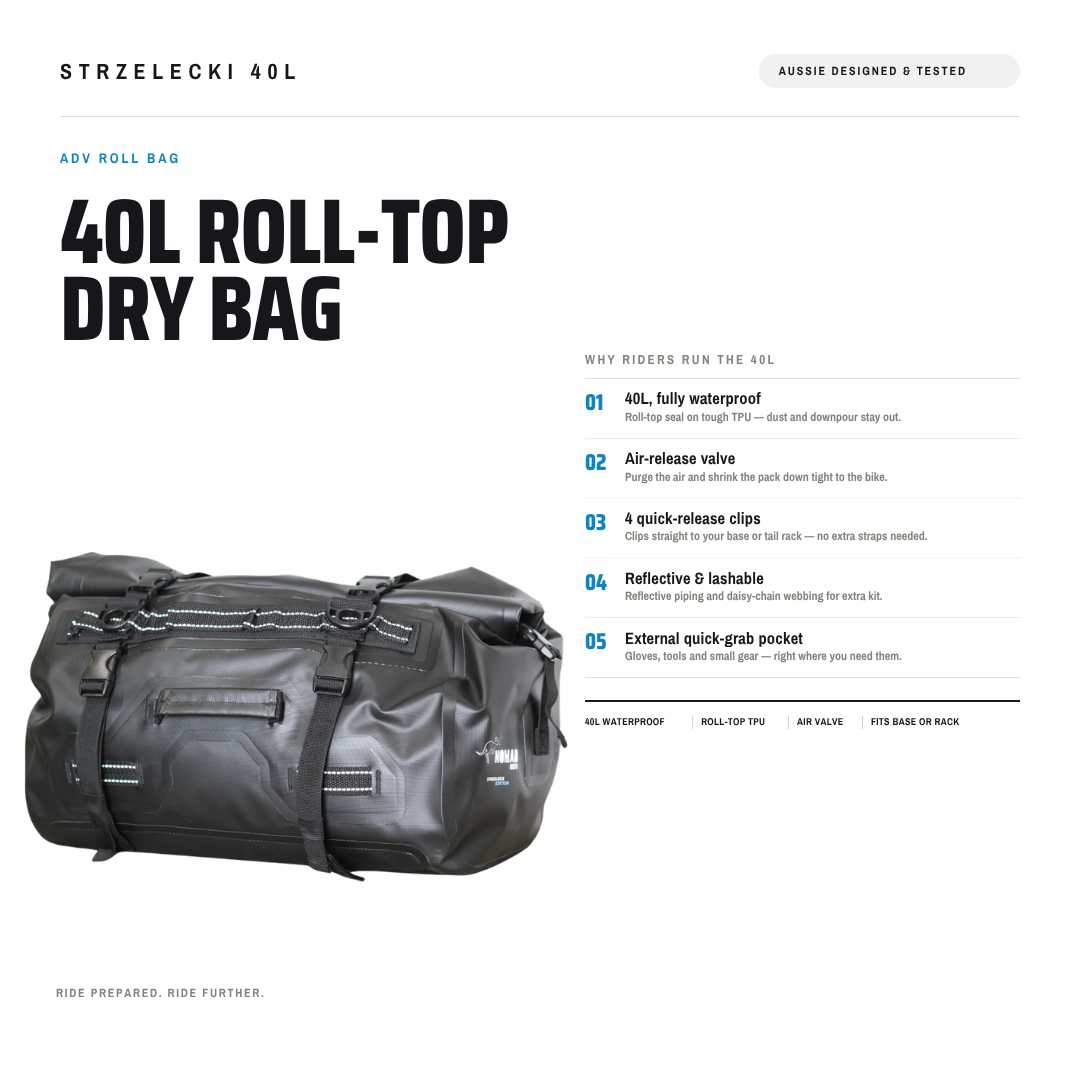 STRZELECKI ROLL BAG — 40L - NOMAD MOTO