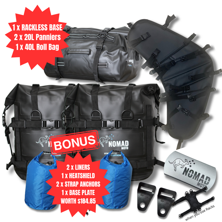 80L Rackless Adventure Combo – Waterproof Soft Luggage Kit
