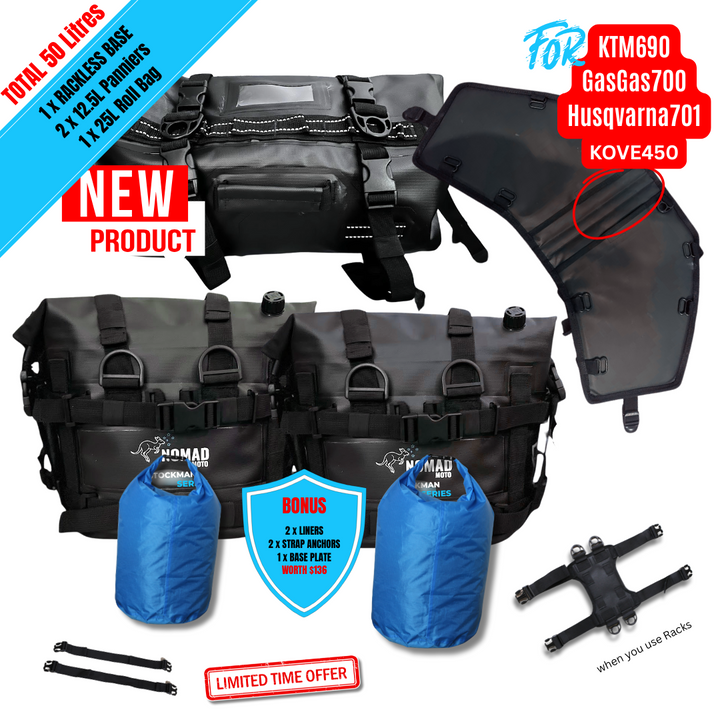 NOMAD MOTO Rackless 50L – KTM690/Husky701/GasGas700/KOVE450