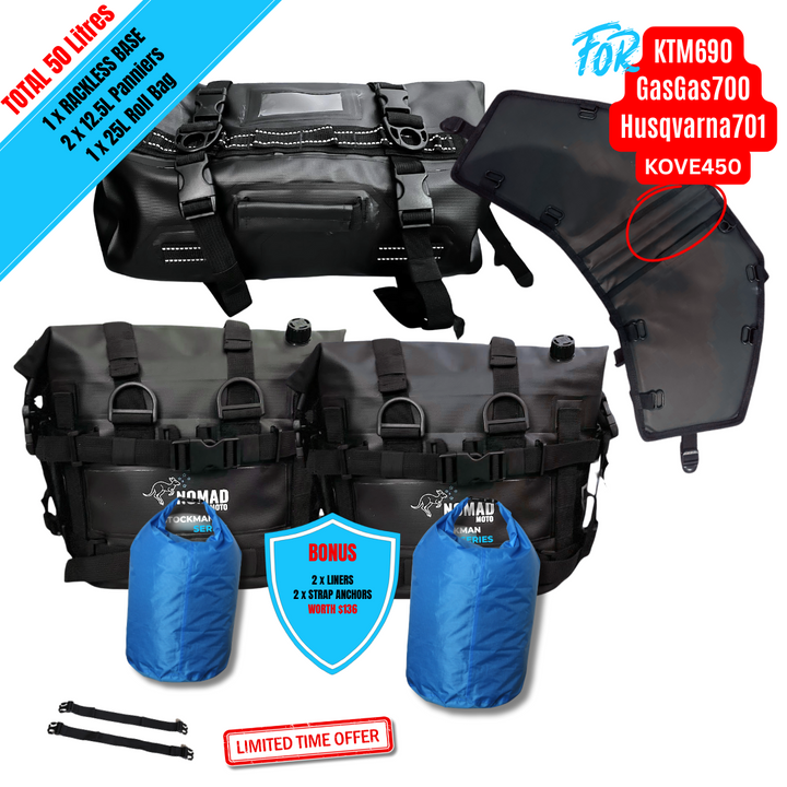 NOMAD MOTO Rackless 50L – KTM690/Husky701/GasGas700/KOVE450